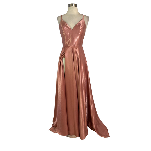 ALYCE PARIS Style # 60624 Long Satin Gown Antique Rose Size 4