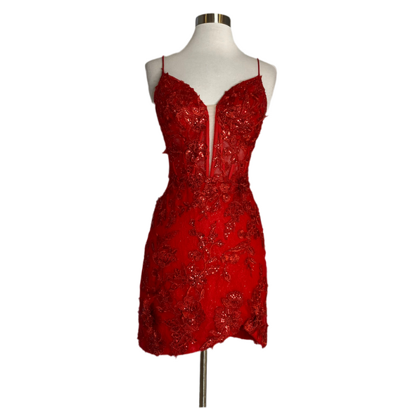 AMARRA Style 88019 Short Cocktail Dress Red Size 4
