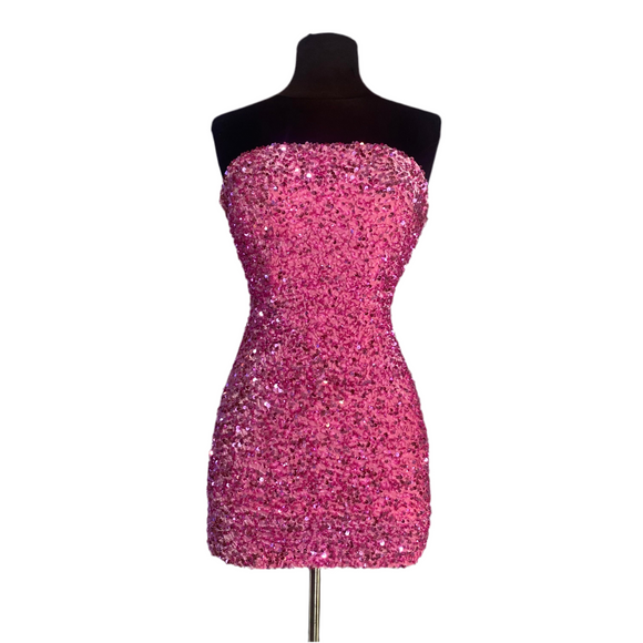 ALYCE PARIS Short Sequin Cocktail Dress Pink Size 0 #4605