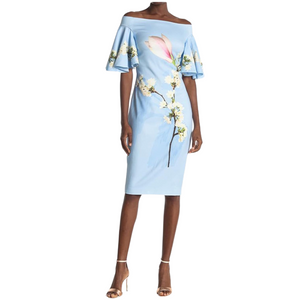 Ted Baker London Pale Blue Floral Lauraen Off Shoulder Dress Ted Baker Style Exchange Boutique PGH Ted Baker London Pale Blue Floral Lauraen Off Shoulder Dress Ted Baker Style Exchange Boutique PGH