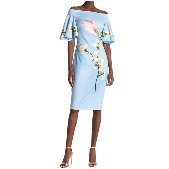 TED BAKER Floral Dress Light Blue Size 3