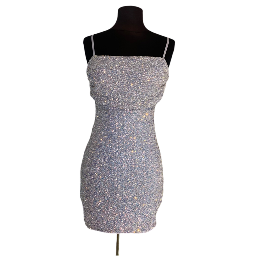 BOUTIQUE Short Sequin Cocktail Dress Iridescent Pink Size Small