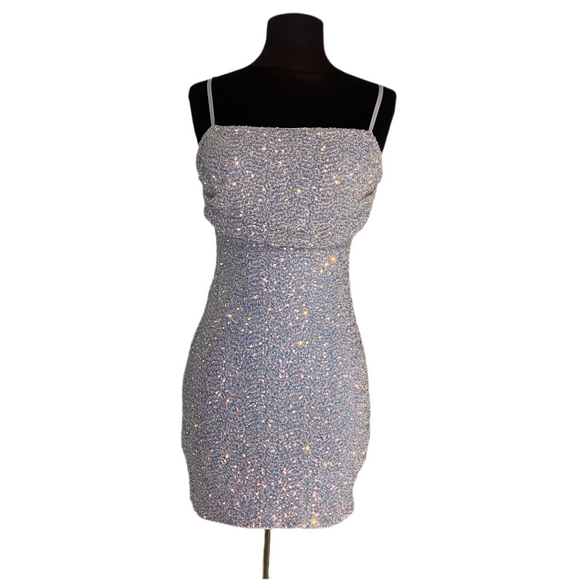 BOUTIQUE Short Sequin Cocktail Dress Iridescent Pink Size Small