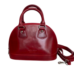 VERA PELLE Small Leather Satchel Handbag Red