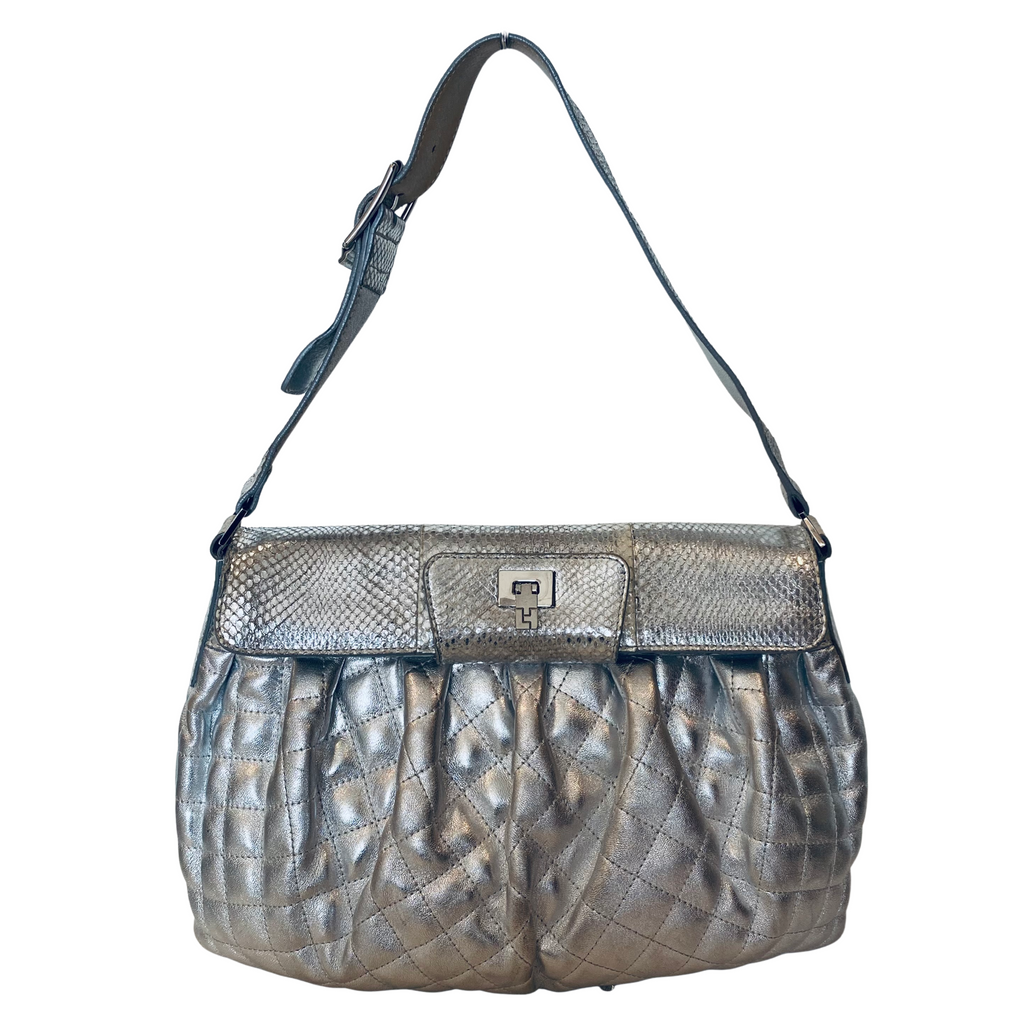 LAMBERTSON TRUEX Silver Metallic Shoulder Bag