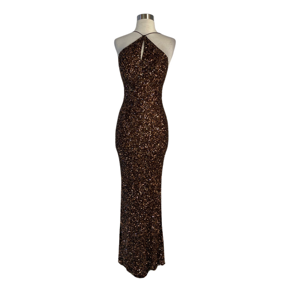 SCALA Long Gown Brown Size 6