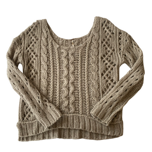 FREE PEOPLE Chunky Cable Knit Sweater Natural Size Medium