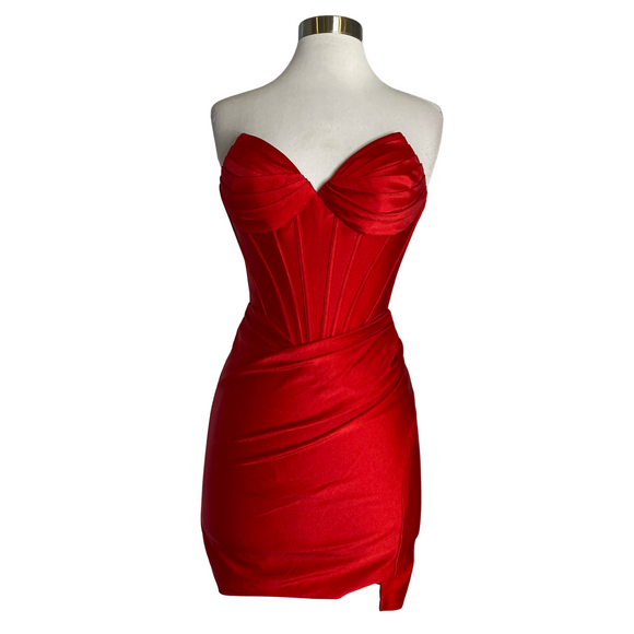 BOUTIQUE Short Corset Cocktail Dress Red Size XS
