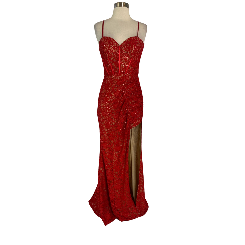 BOUTIQUE Long Lace Gown Red Size 6