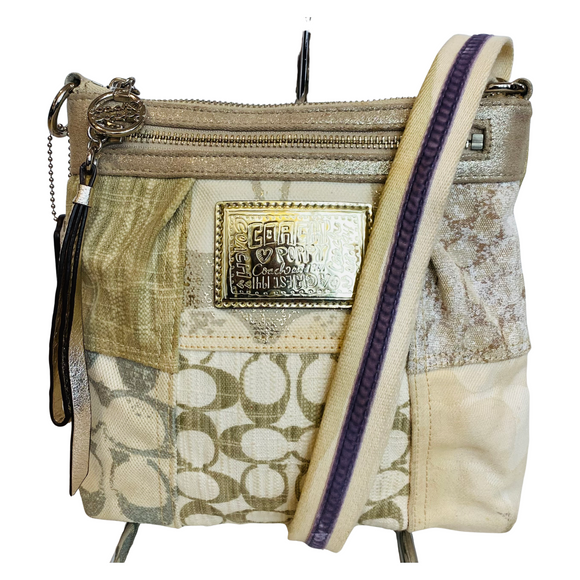 COACH Poppy Patchwork Crossbody Gold/Neutral