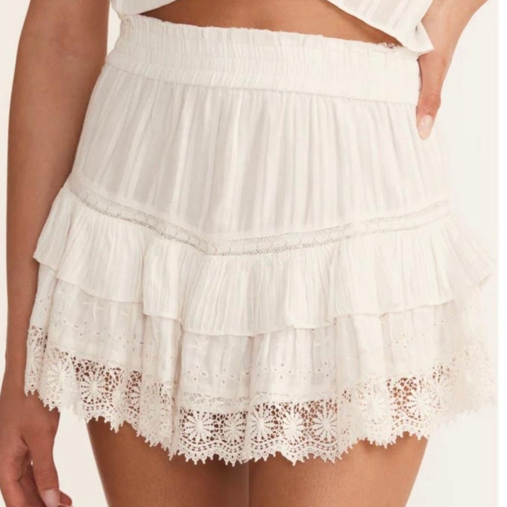 LoveShackFancy Tanisha Skirt in True White Size Medium