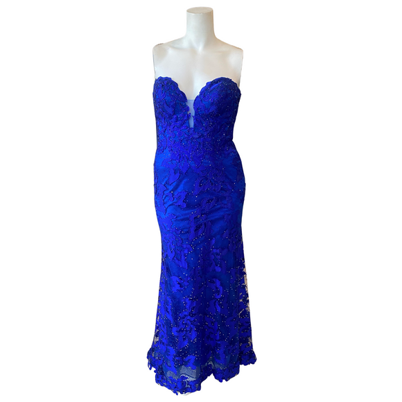 Ellie Wilde EW119022 Long Strapless Gown Royal Blue Size 12