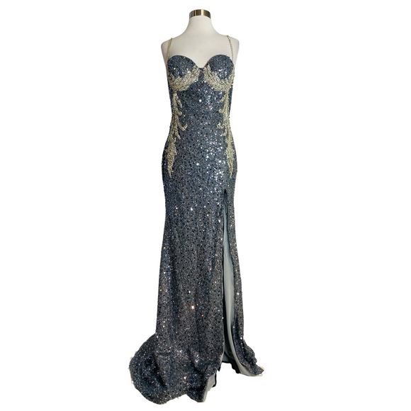 PORTIA & SCARLETT STYLE PS23422 Long Gown Gunmetal Size 10