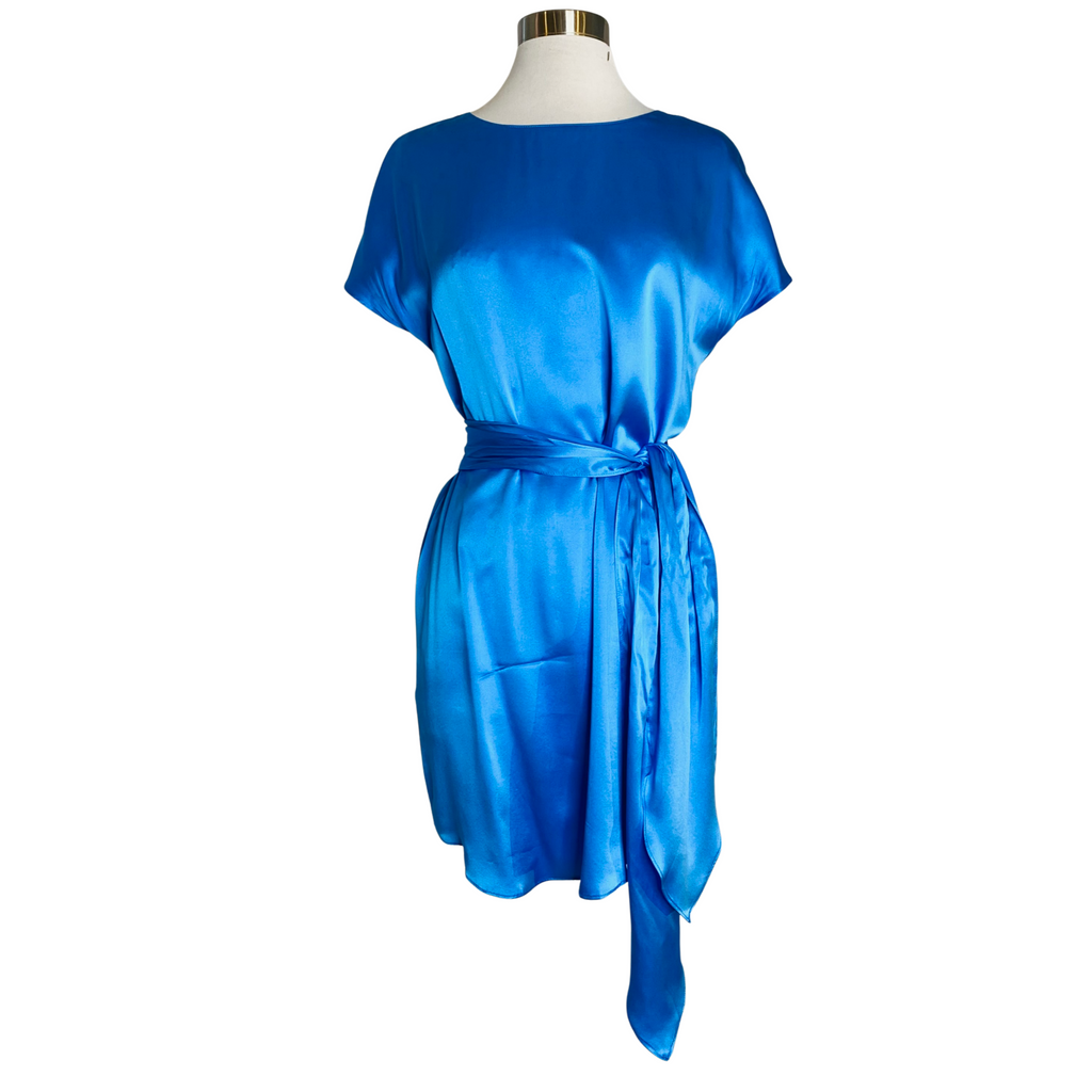 AMANDA UPRICHARD Lucita Silk Cocktail Dress in Blue Jay Size Small