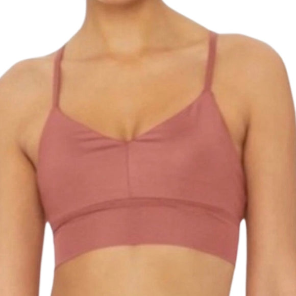 ALO Lavish Strappy Mesh Sports Bra in Rosewood
Size XS