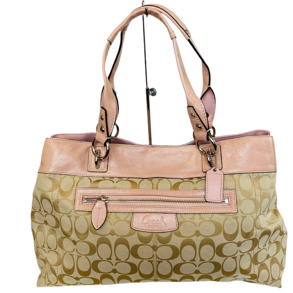 COACH Penelope Signature Large Shopper Handbag  Beige/Pink F15534