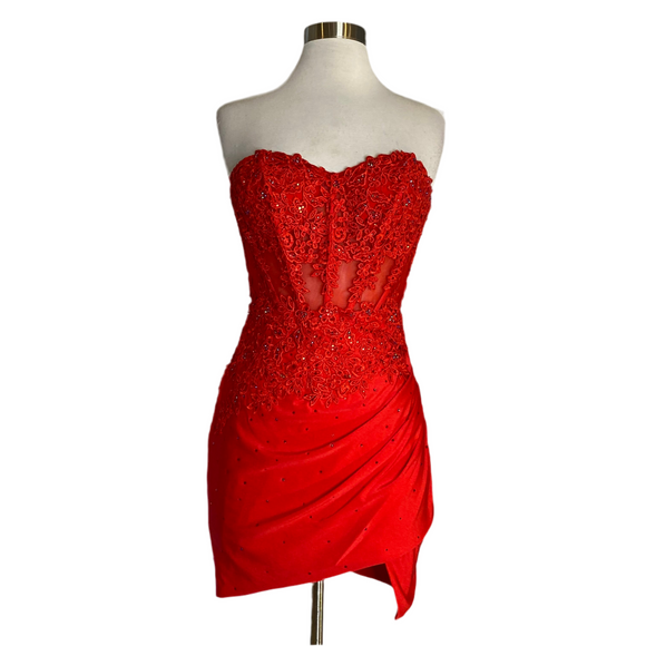 Ava Presley Style 28235 Short Cocktail Dress Red Size 2