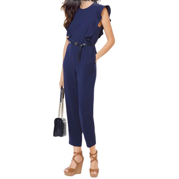 MICHAEL MICHAEL KORS
Cady Belted Jumpsuit Navy Size Large