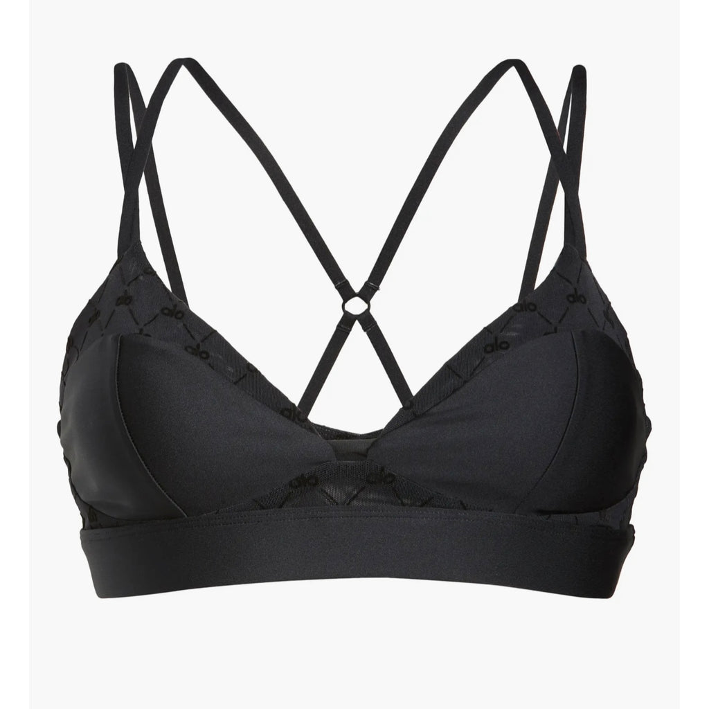 ALO Airlift Mesh Celeste Sports Bra Black Size Small