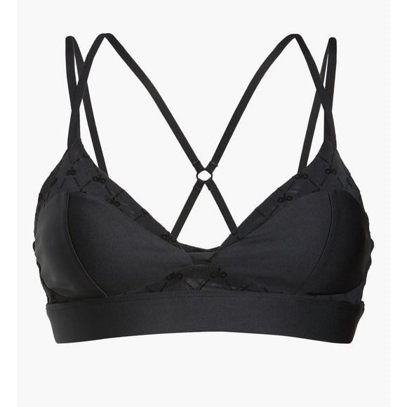 ALO Airlift Mesh Celeste Sports Bra Black Size Small