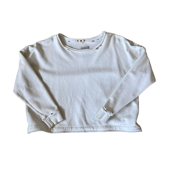 AMÒ Distressed Sweatshirt Cream Size Small