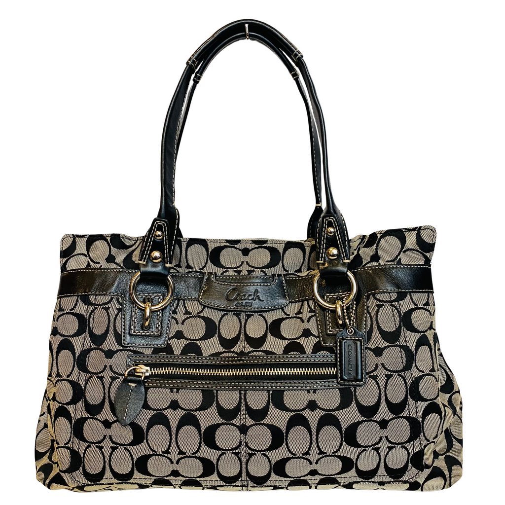 COACH Penelope Signature Black/Gray Tote Handbag F14692