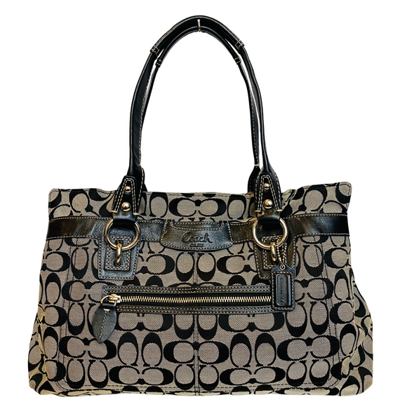 COACH Penelope Signature Black/Gray Tote Handbag F14692