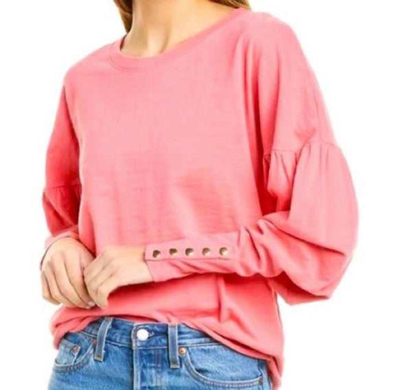 NATION LTD Giada Long Sleeve Top Pink Bubblegum Size XS NWT