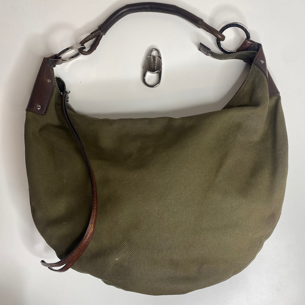 GUCCI Half Moon Canvas Shoulder Bag Khaki Green Style Exchange Boutique PGH