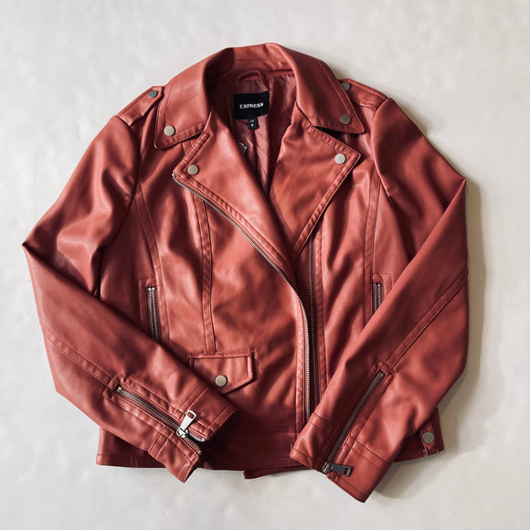 EXPRESS Faux Leather Jacket Rose Size M