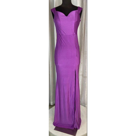 BOUTIQUE Pink Long Satin Gown With Slit Size Small