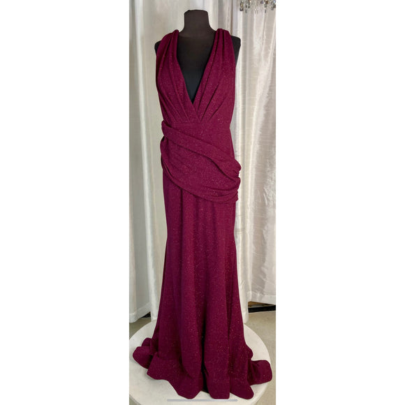 JOVANI Long Sparkly Gown Wine Size 16