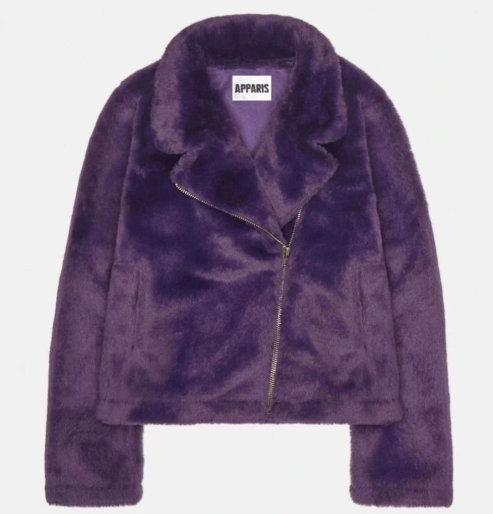 APPARIS Tukio Faux Fur Moto Jacket Violet Size Medium