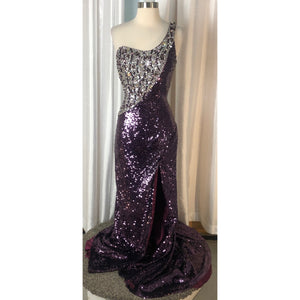 Boutique Purple Long One Shoulder Gown Size 12