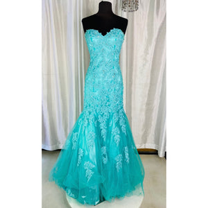BOUTIQUE Long Strapless Gown Teal Size 4