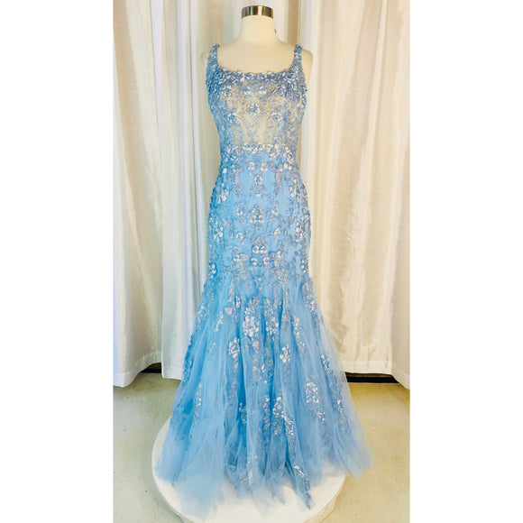 MORI LEE Long Gown Baby Blue Size 8