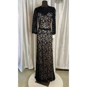 TADASHI Long Lace Gown Black/ Nude Size 10 NWT Style Exchange Boutique PGH TADASHI Long Lace Gown Black/ Nude Size 10 NWT Style Exchange Boutique PGH