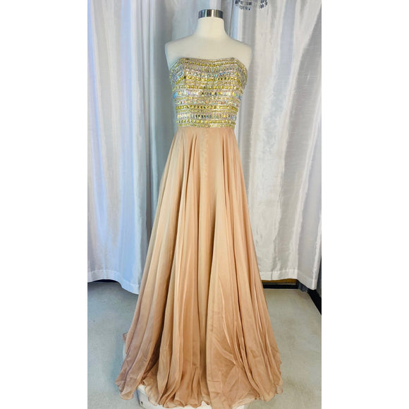 SHERRI HILL Long Strapless Gown Blush Size 8