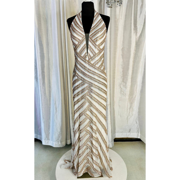 BOUTIQUE Long Gown White/Rose Gold Size 8