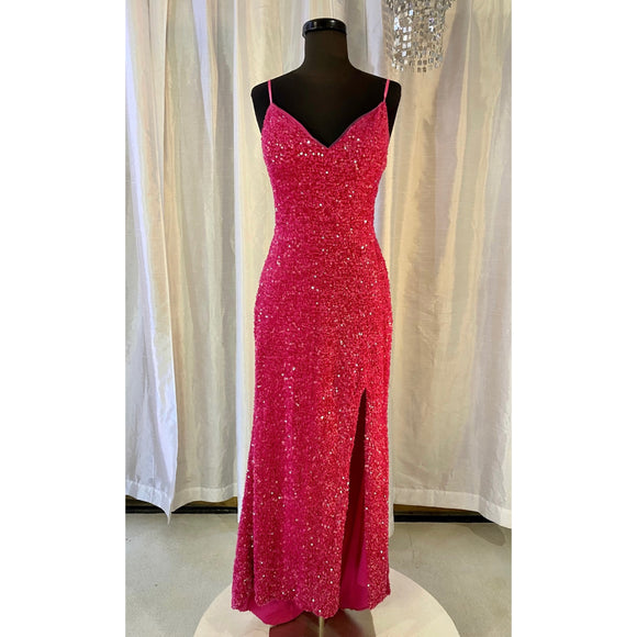 BOUTIQUE Long Full Sequin Gown Pink Size 4