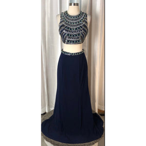 Boutique Navy Long Two Piece Gown Size 6