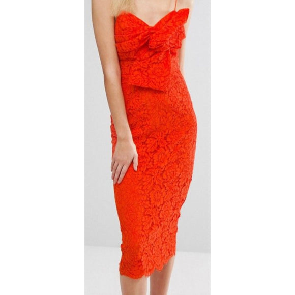 ASOS Dark Orange Tall Midi Length Dress Size 6