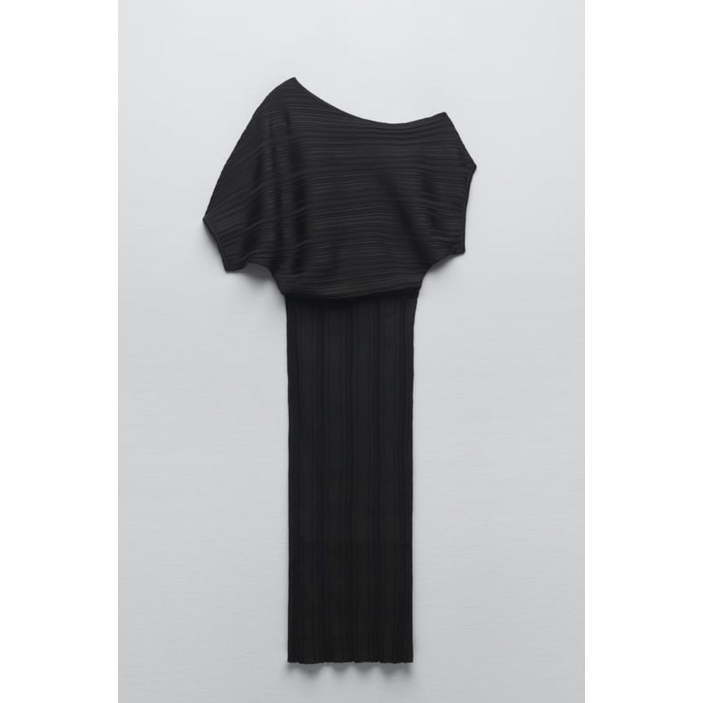 ZARA Ribbed Knit Asymmetric Cocktail Dress Black Size Small NWT Style Exchange Boutique PGH ZARA Ribbed Knit Asymmetric Cocktail Dress Black Size Small NWT Style Exchange Boutique PGH