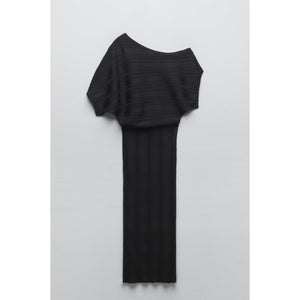 ZARA Ribbed Knit Asymmetric Cocktail Dress Black Size Small NWT Style Exchange Boutique PGH ZARA Ribbed Knit Asymmetric Cocktail Dress Black Size Small NWT Style Exchange Boutique PGH