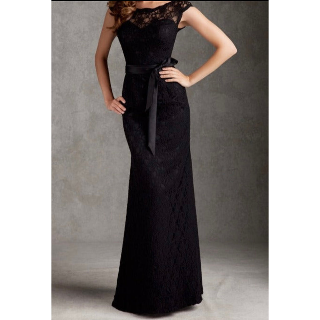 MORI LEE Long Black Lace Gown Size 14