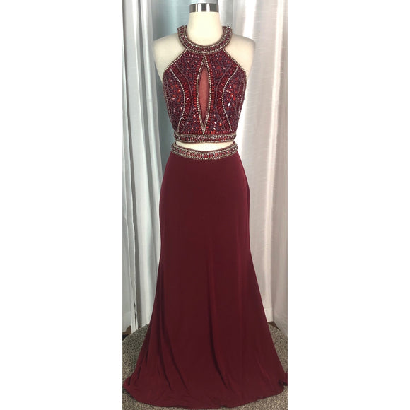 BOUTIQUE Maroon Long Two Piece Dress Size 8