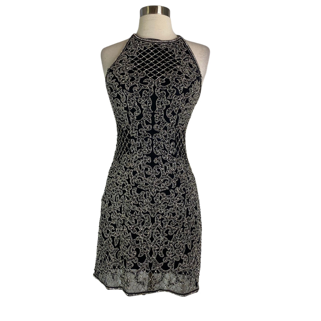 SHERRI HILL Black and Silver Fully Beaded Cocktail Gown Style #51207 S Style Exchange Boutique PGH SHERRI HILL Black and Silver Fully Beaded Cocktail Gown Style #51207 S Style Exchange Boutique PGH