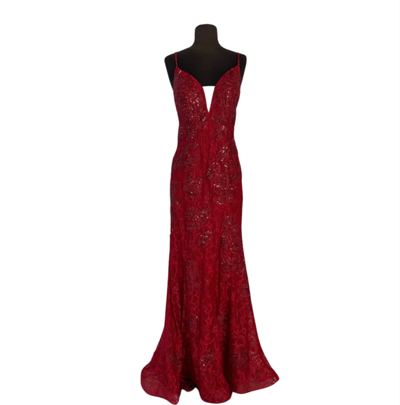 COLETTE BY MON CHERI Style CL12217 Long Gown Burgundy Size 6