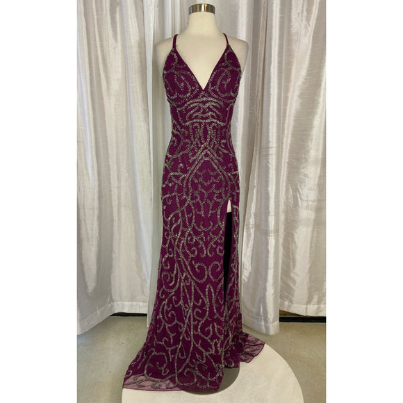 JASZ Style # 7368 Long Fitted Wine Size 2