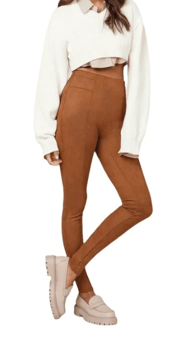 SPANX Faux Suede Leggings Caramel S NWT